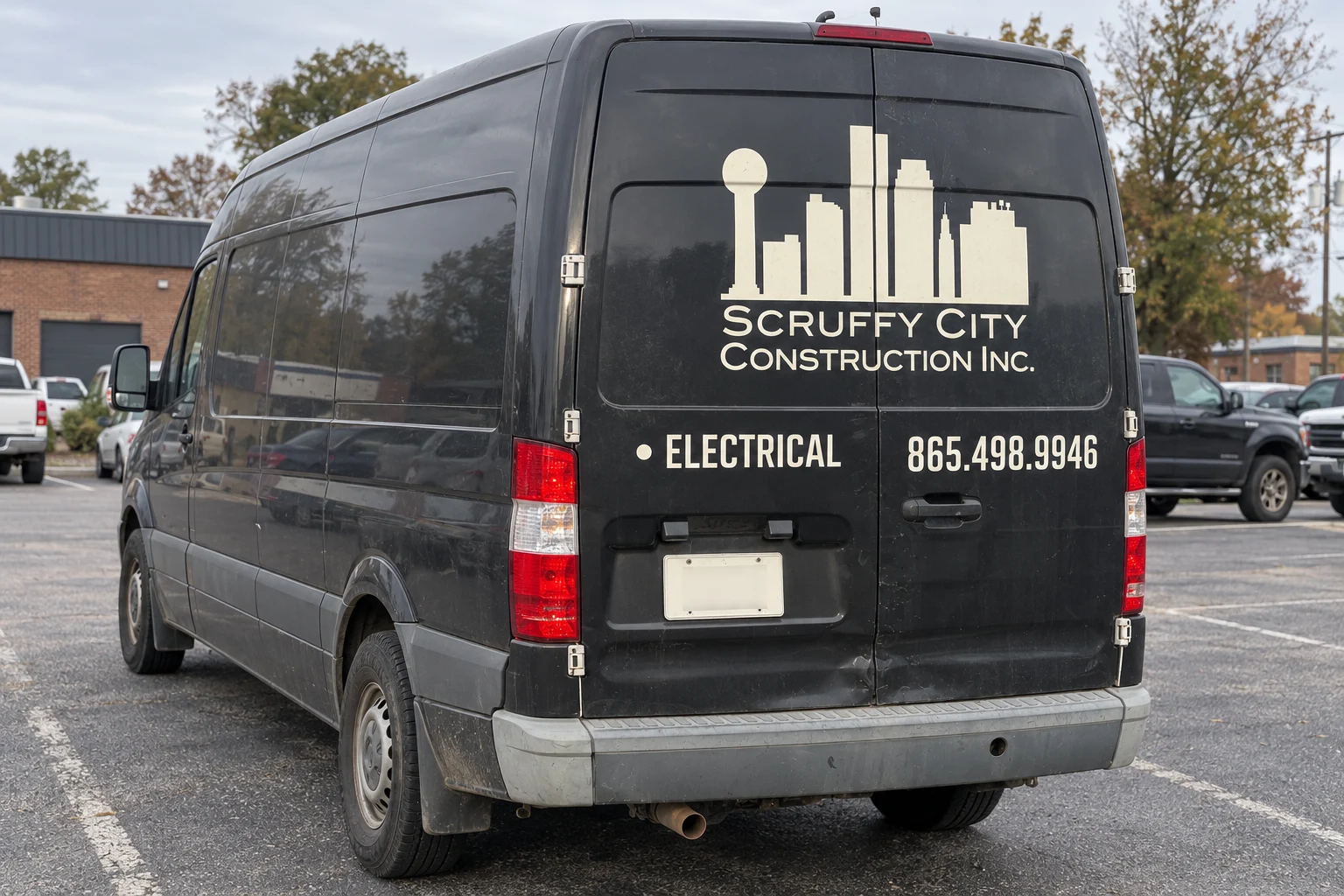 AI-generated Scruffy City Electric van advertising image