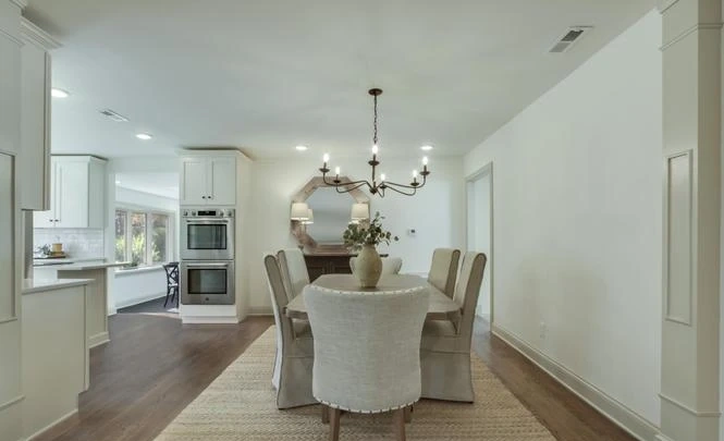 Open kitchen and dining area
